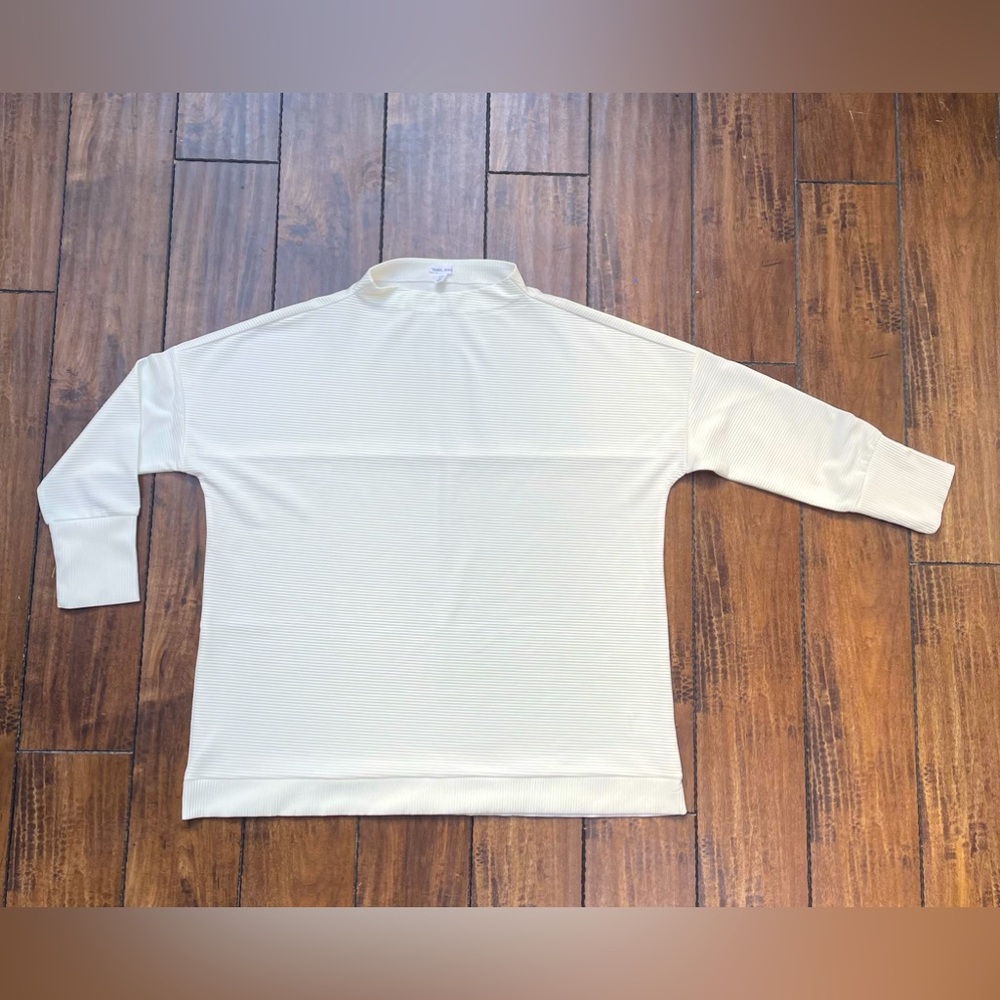 Tribal Jeans White Ribbed Tunic Sweater